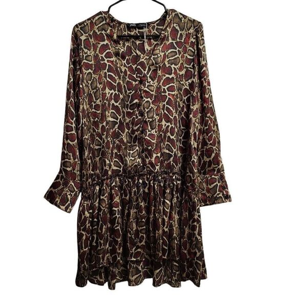 Zara Ruffled Animal Print Dress bloggers favorite Size: M - Picture 2 of 6
